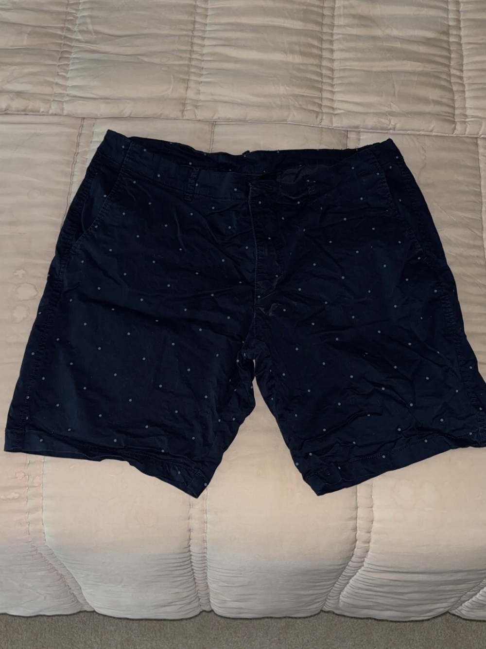 Mango Men's Navy Shorts with Micro Dot Print